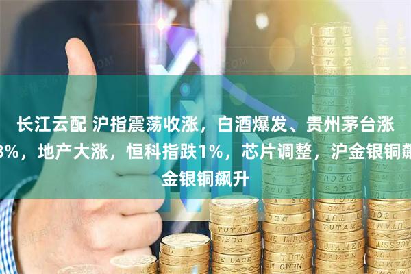 长江云配 沪指震荡收涨，白酒爆发、贵州茅台涨逾8%，地产大涨，恒科指跌1%，芯片调整，沪金银铜飙升