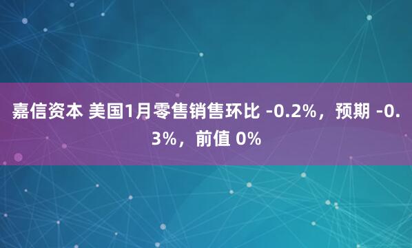 嘉信资本 美国1月零售销售环比 -0.2%，预期 -0.3%，前值 0%