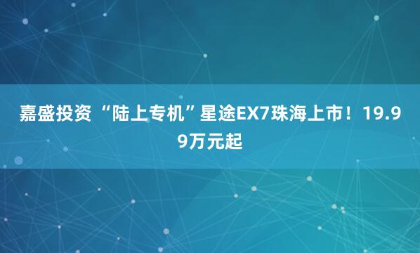 嘉盛投资 “陆上专机”星途EX7珠海上市！19.99万元起